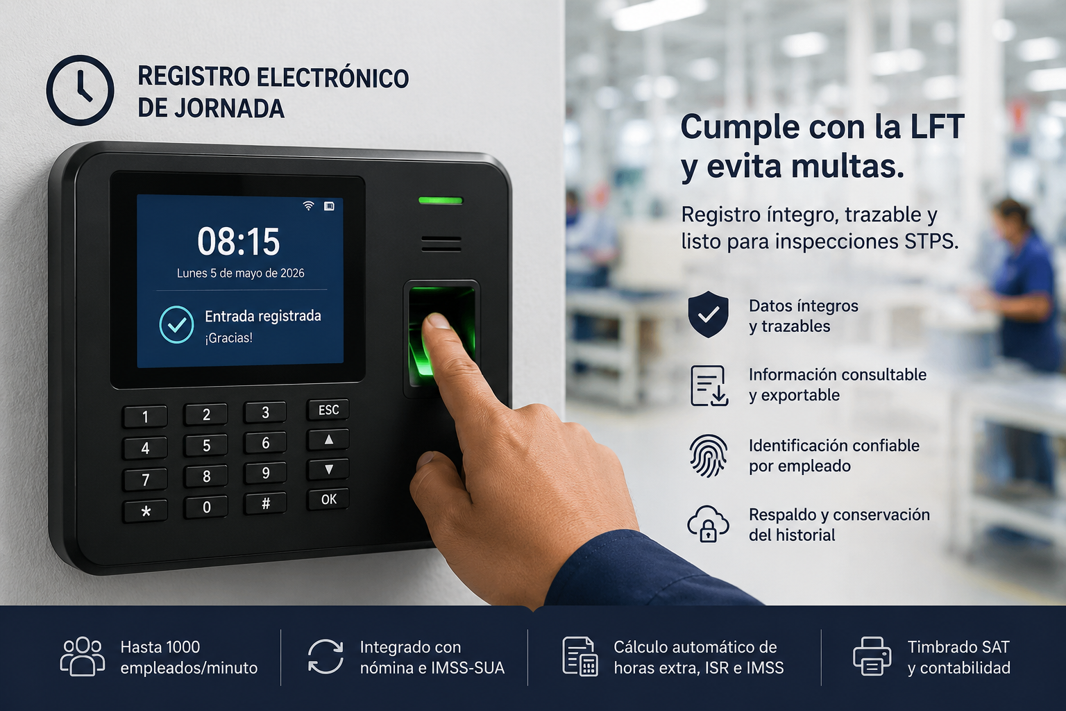 Checklist de cumplimiento del reloj checador obligatorio 2027 - registro electrónico de jornada
